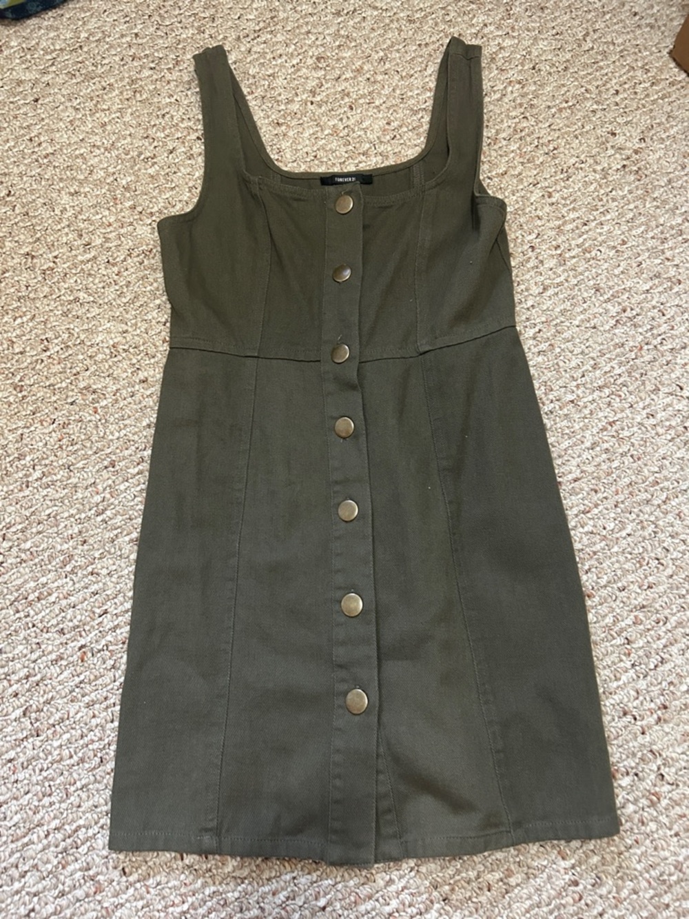 Forever 21 Olive Green Button-Front Mini Dress